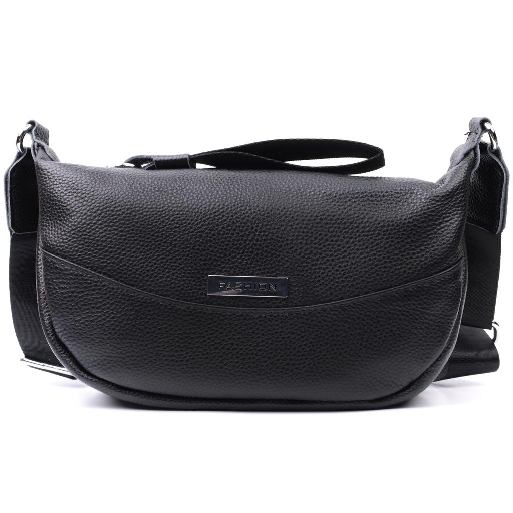 Damen Leder Umhängetasche mit ungewöhnlichem Reißverschlussanhänger Vintage 22615 Schwarz