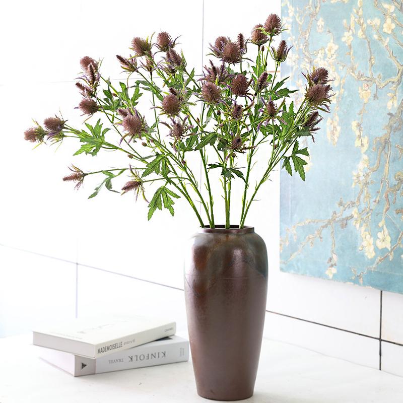 1PC Single Stem Lifelike Multi-Head Durable Plastic Natural-Appearing Flower Elegant Eryngium Lightweight 69cm