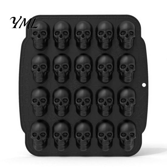 Halloween Gift for Bakers Skull Cake Mold with 20 Cavity, Theme, Silicone Non-Stick Candy Baking Accessories Parties Mold, Realistic 3D Tray