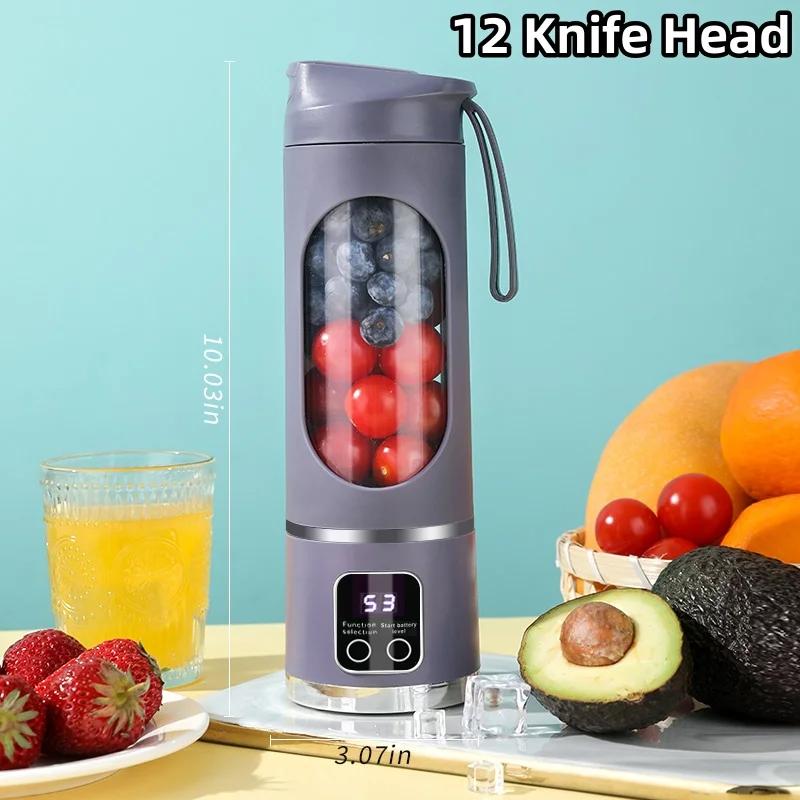 New Portable Electric Digital Display Juicer Cup 450ML Large Capacity 1500mAh High Power Fruits Machine
