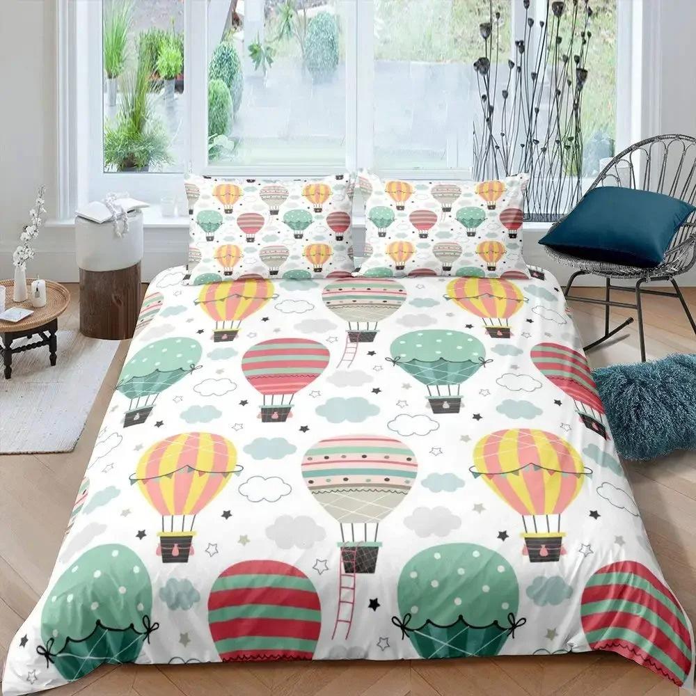 Air Balloon Duvet Cover Collection Romantic Balloon Bedding Collection Extreme Sports Games Comforter Cover Romantic Trip Twin Quilt Cover