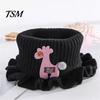 Kids Neck Scarf Warmer Cartoon Giraffe Ruffle Knitted Windproof High Elasticity Keep Warm Ultra Soft Fake Collar for Winter