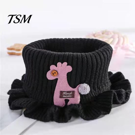 Kids Neck Scarf Warmer Cartoon Giraffe Ruffle Knitted Windproof High Elasticity Keep Warm Ultra Soft Fake Collar for Winter