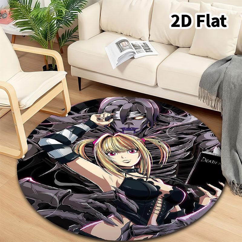 Death Note Round Area Rug Carpet Rug For Living Room Bedroom Sofa Playroom Decor Nonslip Floor Mat