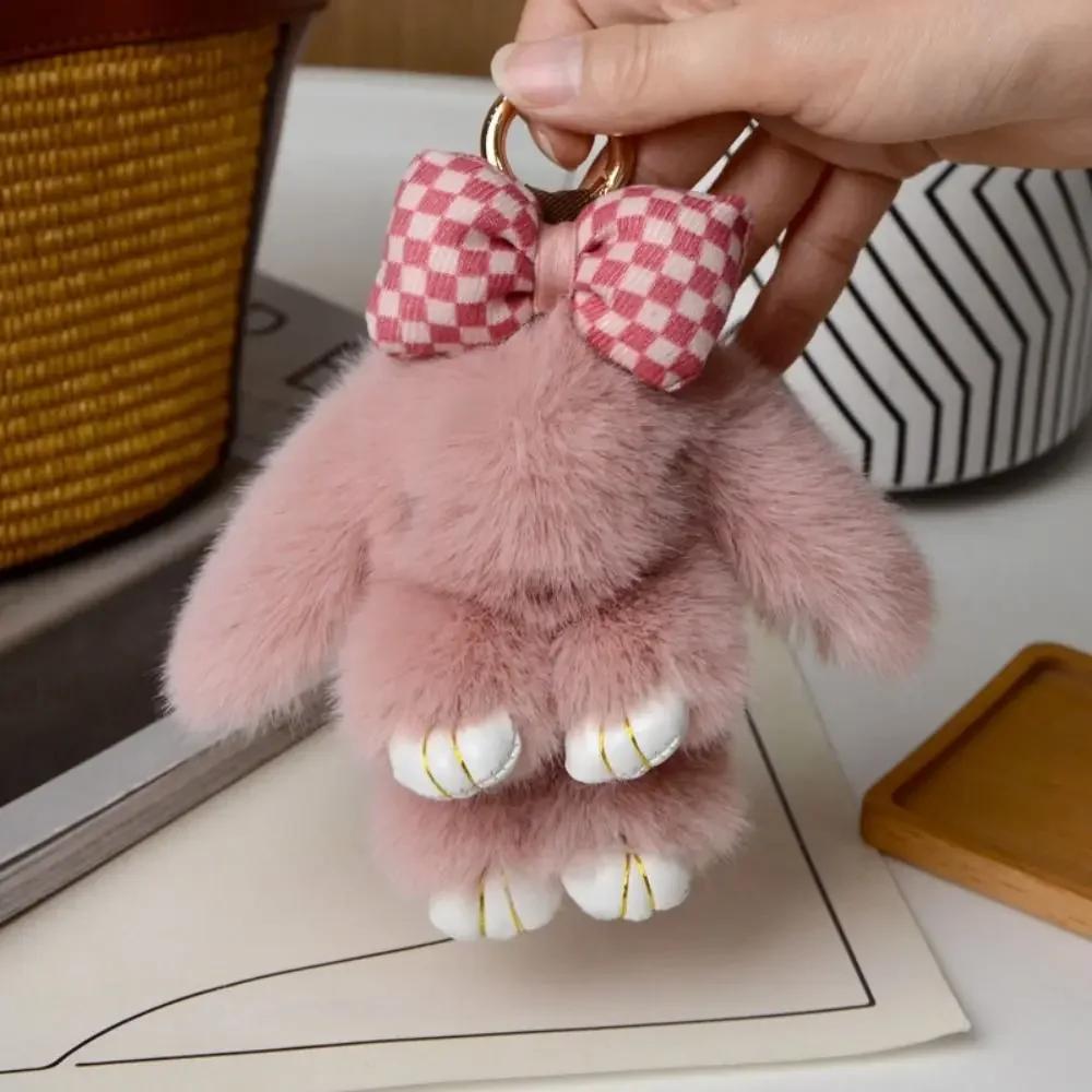 Bag Pendant Fashion Pluff Bunny Keychain Fluffy Cute Play Dead Rabbit Doll Smooth Lovely Rabbit Fur Keychain Women