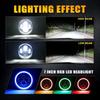 7 Inch Angel Eyes LED Headlight Round H13 H4 LED Lamp with High/Low Beam and DRL 6000K Colorful Angle Eye Light