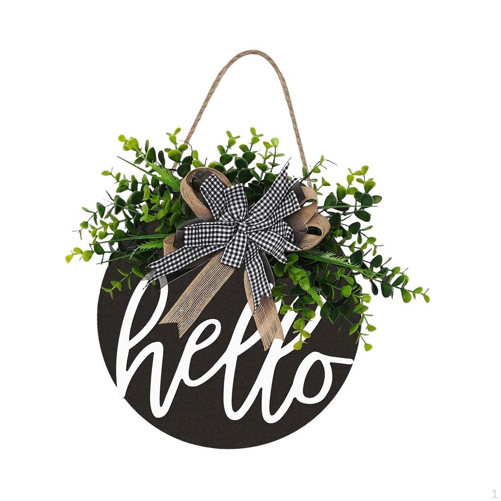 Round Wood Signs Farmhouse Wreaths Leaves And Bowknot Decorative for Party Garden Front Door