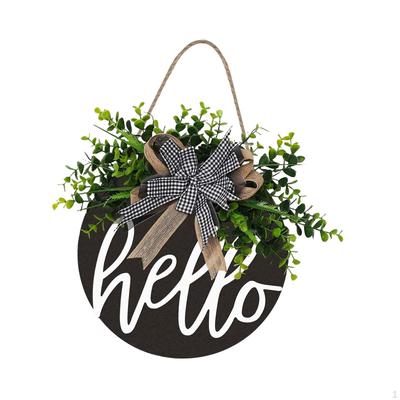 Round Wood Signs Farmhouse Wreaths Leaves And Bowknot Decorative for Party Garden Front Door