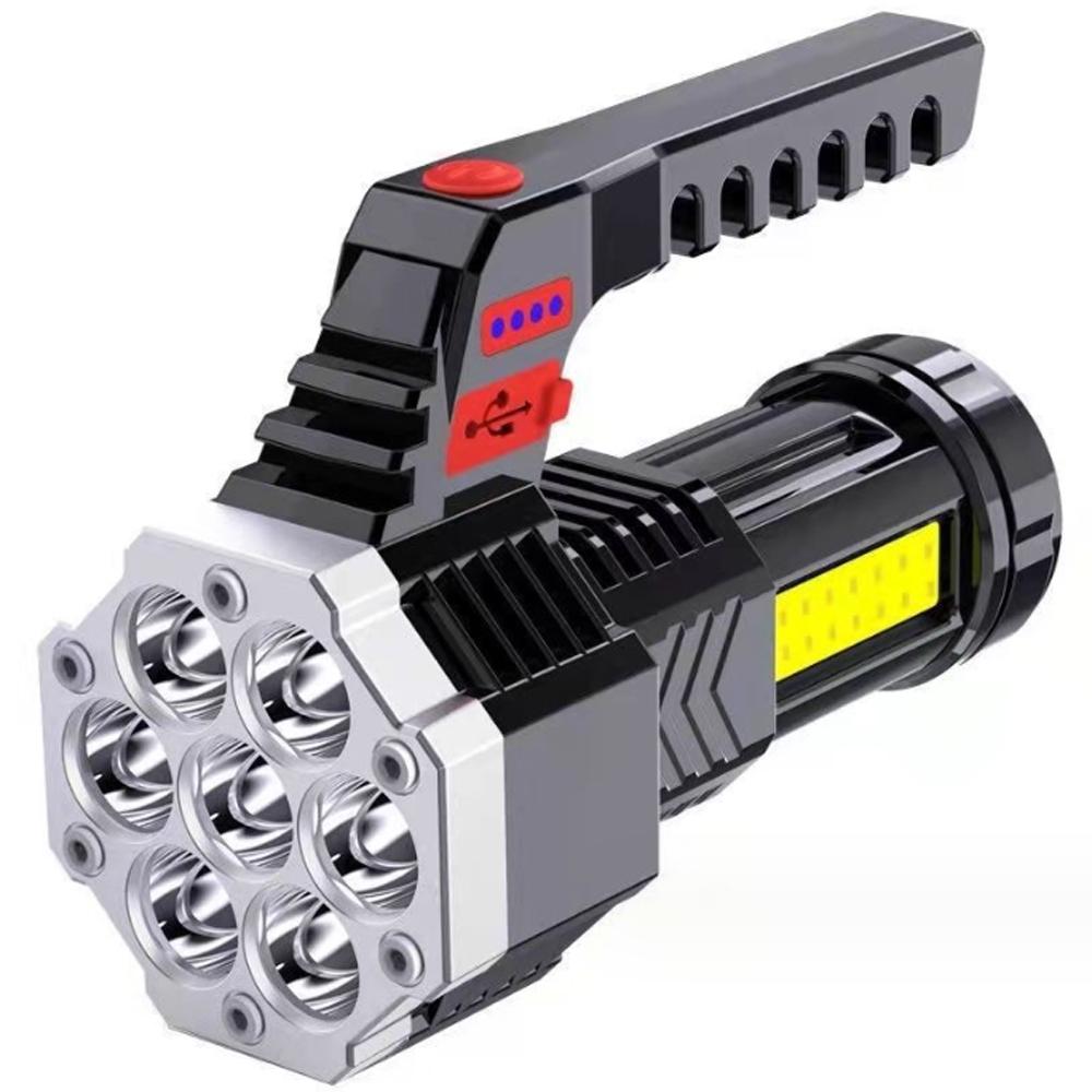 High Power Led Flashlights strong light Light Outdoor Lighting ABS Material Torch 7LED Rechargeable Flashlight Powerful