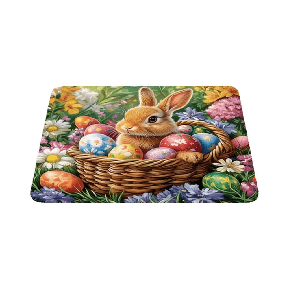 Stain-resistant Cartoon Easter Bunny Door Mat Egg Flower Soft Rabbit Floor Mat Quick Dry Convenient Anti Slip Mat Wet Areas