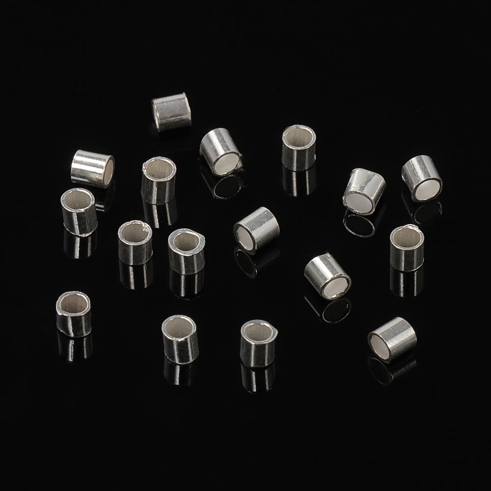 20 Stück 925 Sterling Silber Quetschperlen 1,5 mm 2 mm 2,5 mm Quetschperlen Silber Endkappen für DIY Armband Schmuckherstellung Zubehör