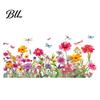Bathroom Window Decal Spring Summer Flower Butterfly Cling Colorful Floral Sticker Scratch-resistant Removable Double-Sided Static Decals for