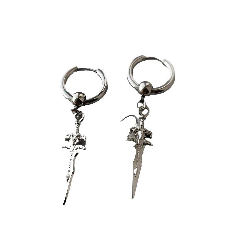 1pz Orecchini Vintage Spada Incrociata Titanio Acciaio Inossidabile Stile Street Hip Hop Rock Punk Uomo Donna Accessori Festa Festività