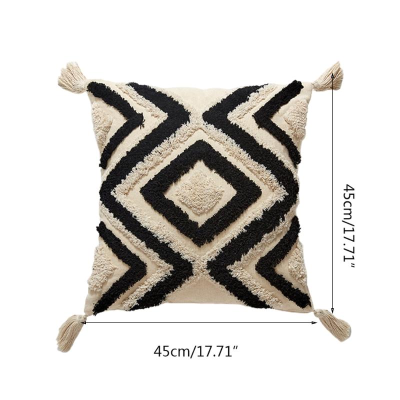Boho Style Diamond Tufted Backrest Cushion for Case Pillowcase Handmade Throw Pillow Covers for Home Decorative