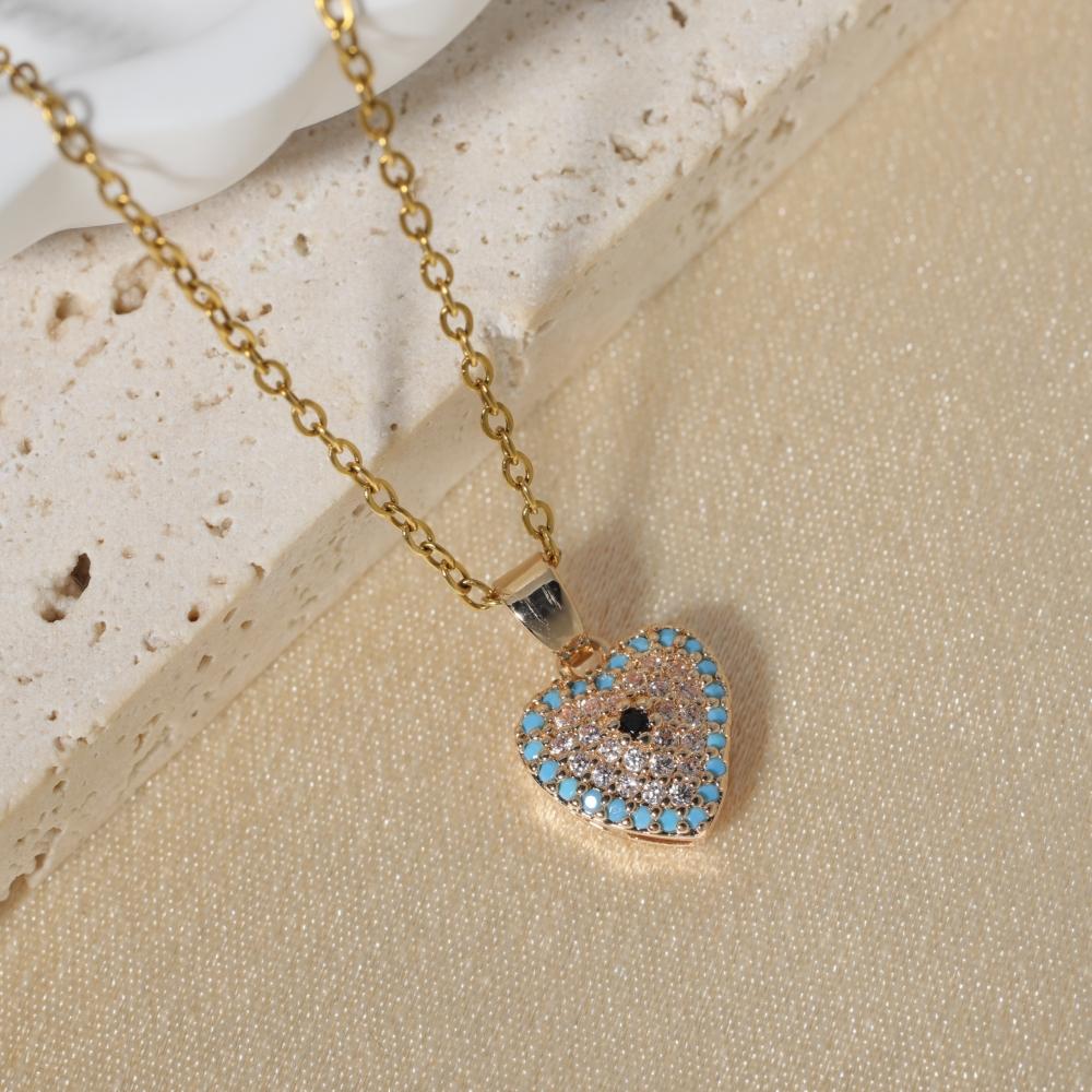 Purple Teardrop Zirconia Heart Pendant Necklace, Golden Tone Dainty Jewelry for Women