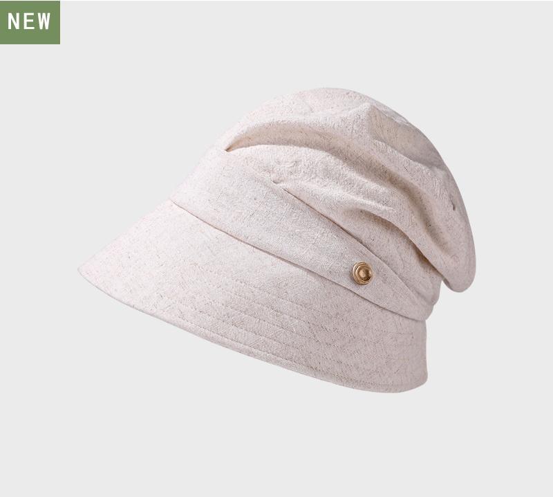 Cotton Pile Fisherman's Hat for Women Japanese-Style Minimalist Breathable Sun Protection Beanie Soft 56-58cm