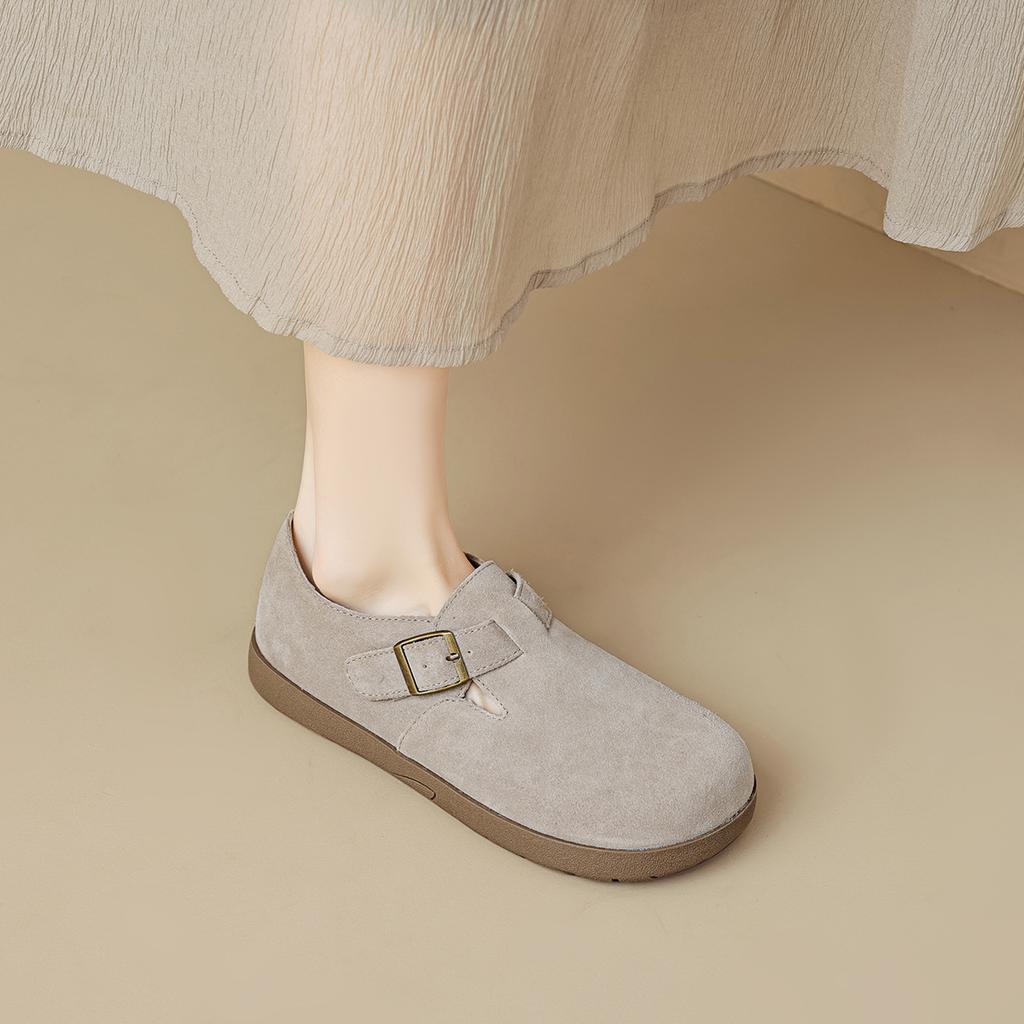 Genuine Leather Women's Retro Thick-soled Cowhide One-pedal Soft-soled Shoes