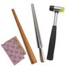 4-in-1 Gold Silver Ring Repair Set, Ring Sizing Gauge, Rubber Hammer, Wooden Mandrel, 2 Polishing Cloths