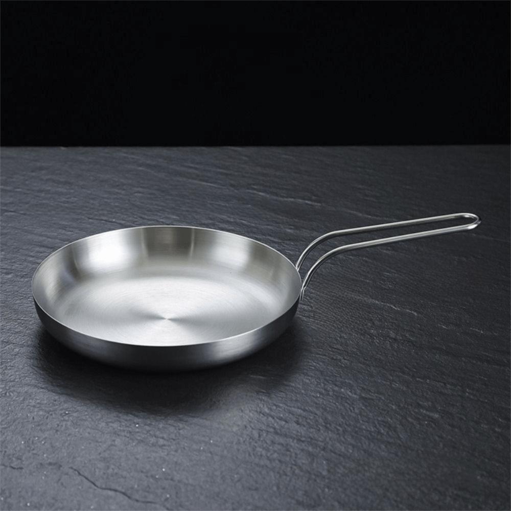 Handled Stainless Steel Frying Pan 18/20cm Snack Dish High-quality Serving Plate Barbecue