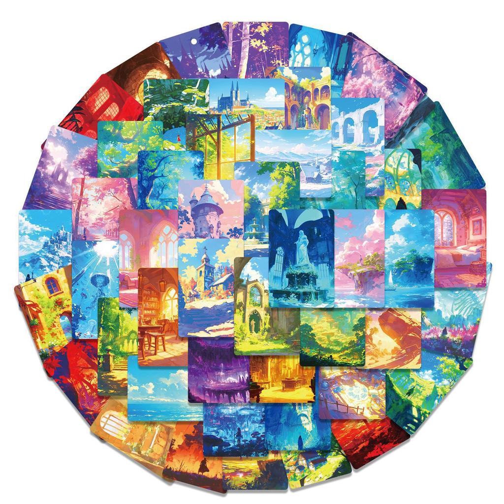 50 Pictures Ins Game Animation Scene Cartoon Graffiti Stickers Two-dimensional Beautiful DIY Suitcase Notebook