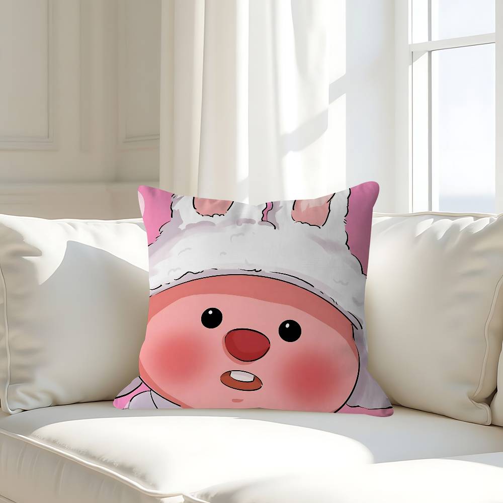P-Pororos Cute L-Loopy Pillow Case Removable Washable Cushion Cover – All-Season Soft Linen