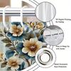 1Pc Floral Pattern Cream Color Flower Shower Curtain, Polyester Fabric, Machine Washable, Suitable For Bathroom Decoration