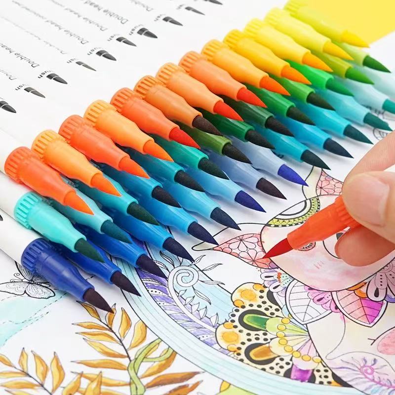 60Pcs Dual-Head Marker Pen Set Brush Tip Fine Liner Art Markers for Drawing Painting Sketching Holiday Decoration Art Supplies