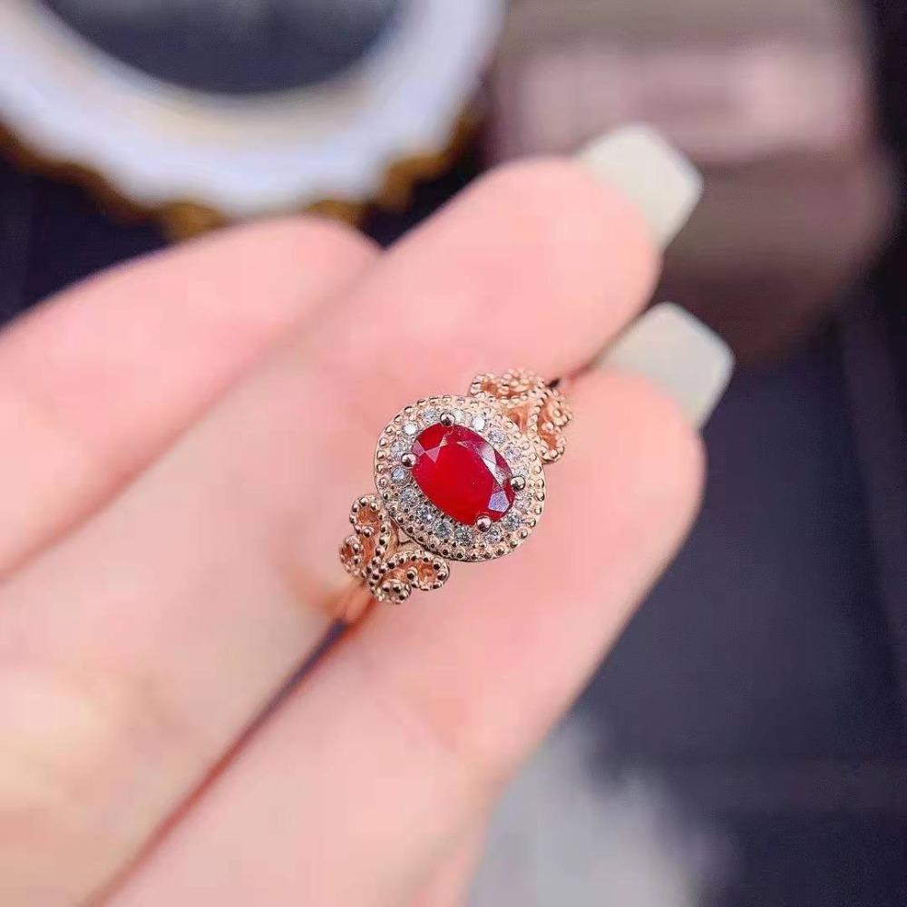 Open Ring 18k Rose Gold Plated Garnet Ring Simple Simulated Pigeon Blood Ruby Adjustable Jewelry