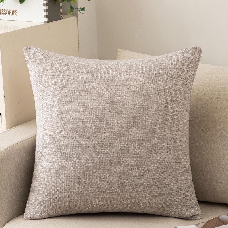 Modern Minimalist Solid Color Cotton Linen Throw Pillow for Sofa, Bed, or Office - Square Lumbar Cushion