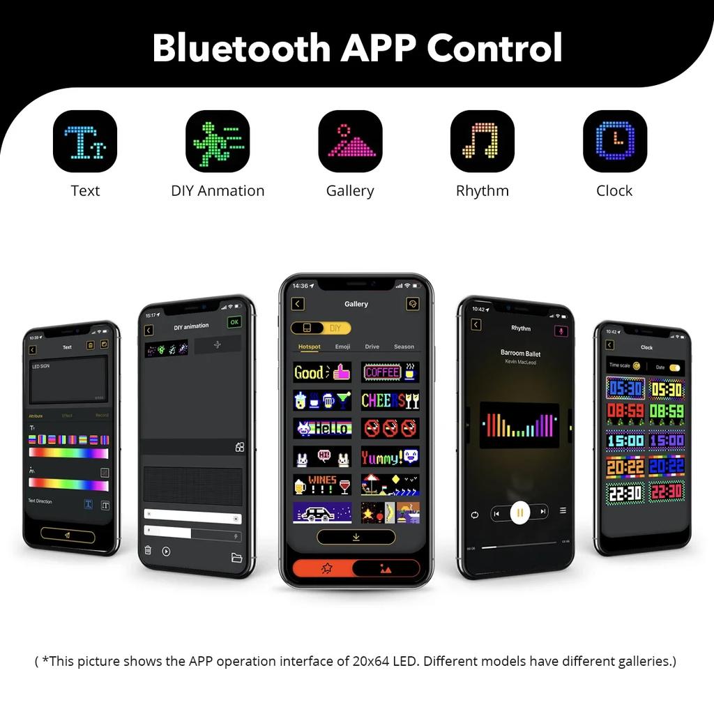 Scrolling Advertising LED Sign Panel Bluetooth App Control Logo Light Customize Text Pattern Animation Programmable Car Display