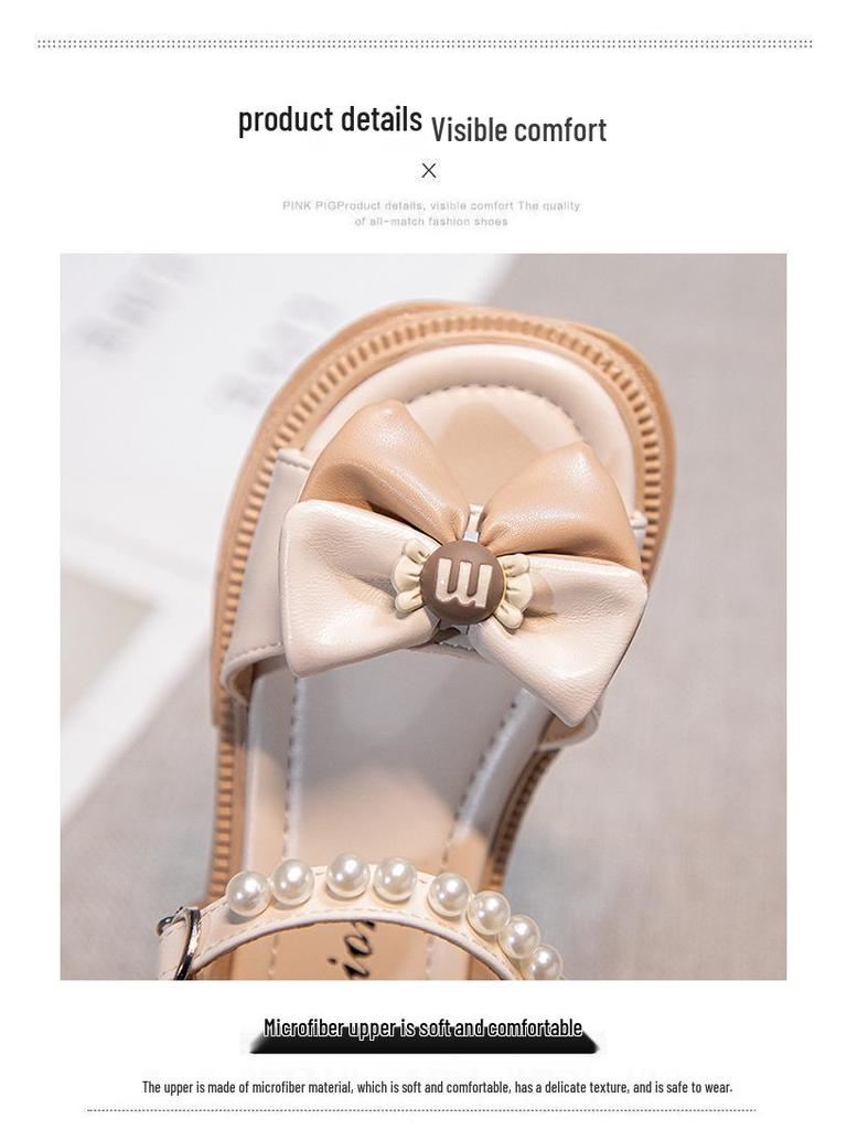 Girls' Bow Summer Sandals 2025: Elegant Korean Style Low-Cut Princess Shoes