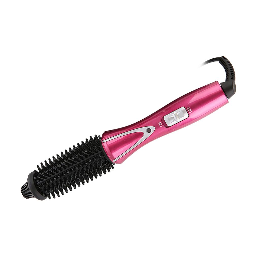Foldable Heated Curling Brush Ceramic Glaze Coating Thermal Brush 30W Anti Scald Wine Red EU Plug 100 240V