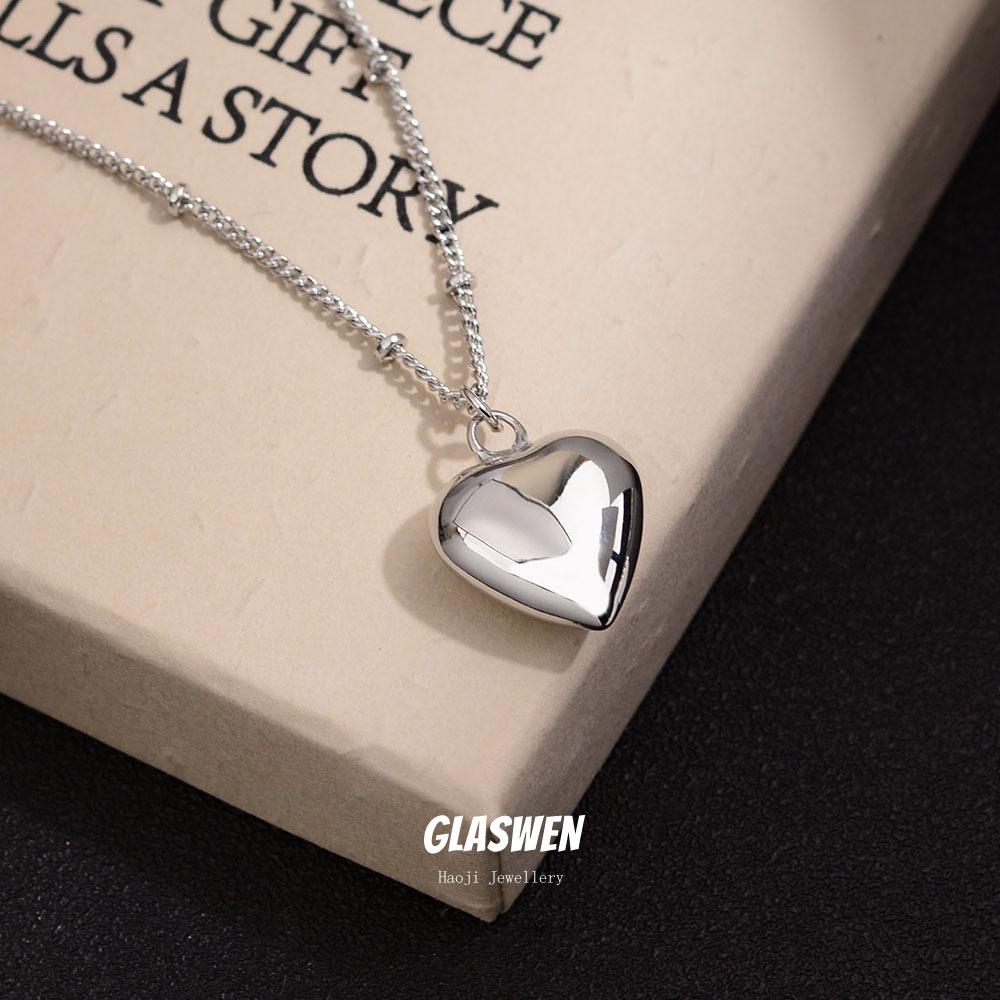 Niche Design Glossy Love Necklace Female Simple Personality Light Luxury Heart Bead Chain Collarbone Chain Jewelry