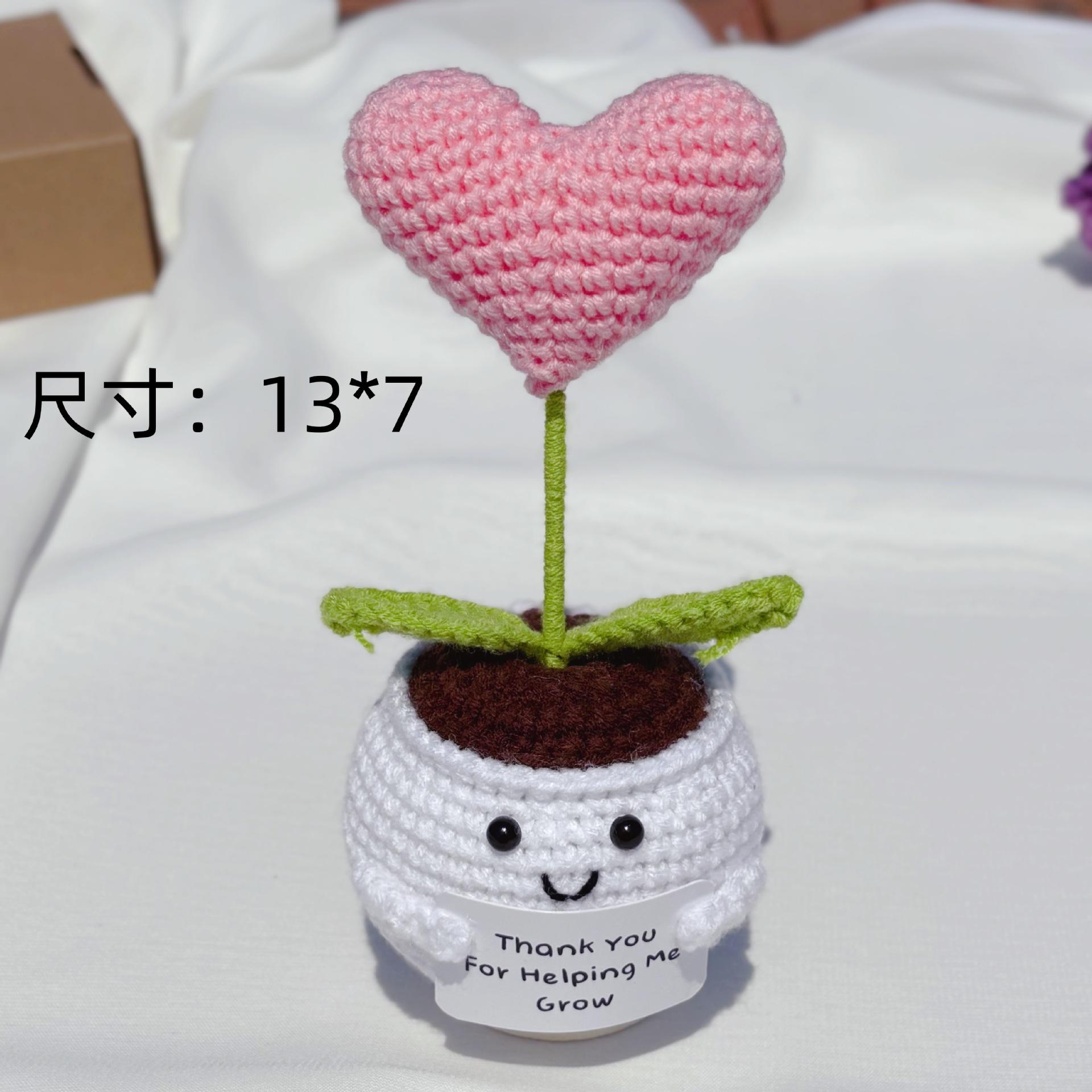 

Готовая шерстяная пряжа Ручной вязки и Тканые украшения для комнатных растений, Вязаные крючком искусственные цветы и зеленые растения, излучающие положительную энергию