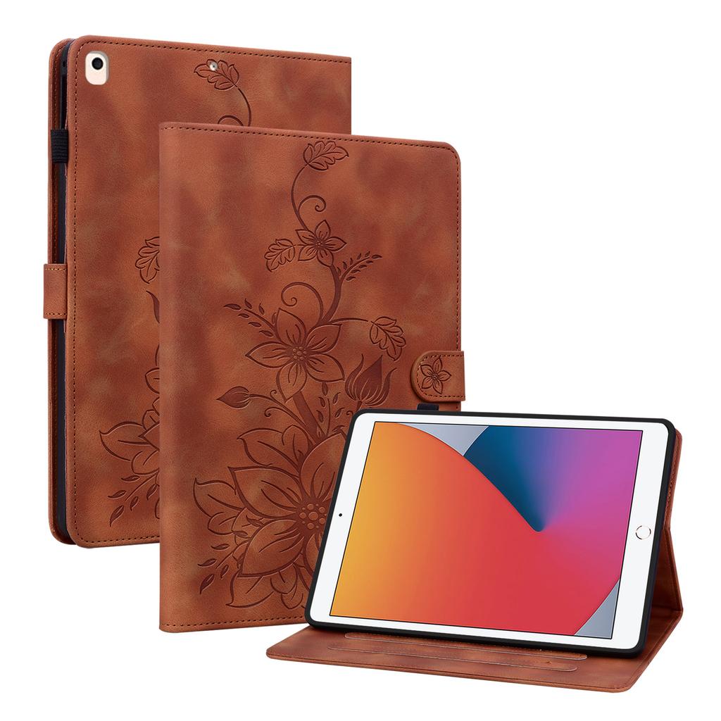 Pentru Apple iPad 9.7 (2017) (Cunoscut și ca iPad (a 5-a generație)).Husă pentru tabletă din piele PU, cu design floral rafinat în relief