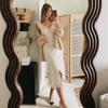 Lace Hollow Satin Long Dress Women Satin Sexy Off Shoulder Ruffle Slit Maxi Dresses Party Club Elegant Evening Dress