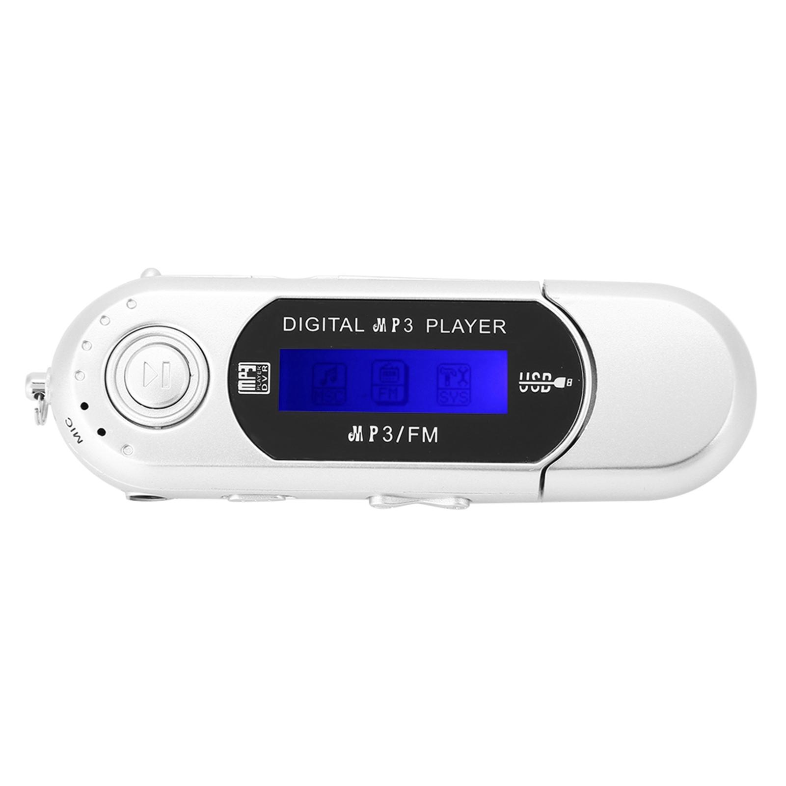 

Портативний музичний MP3 USB плеєр з РК-екраном, FM-радіо, голосовою пам яттю, слотом для карт пам яті, сріблястий