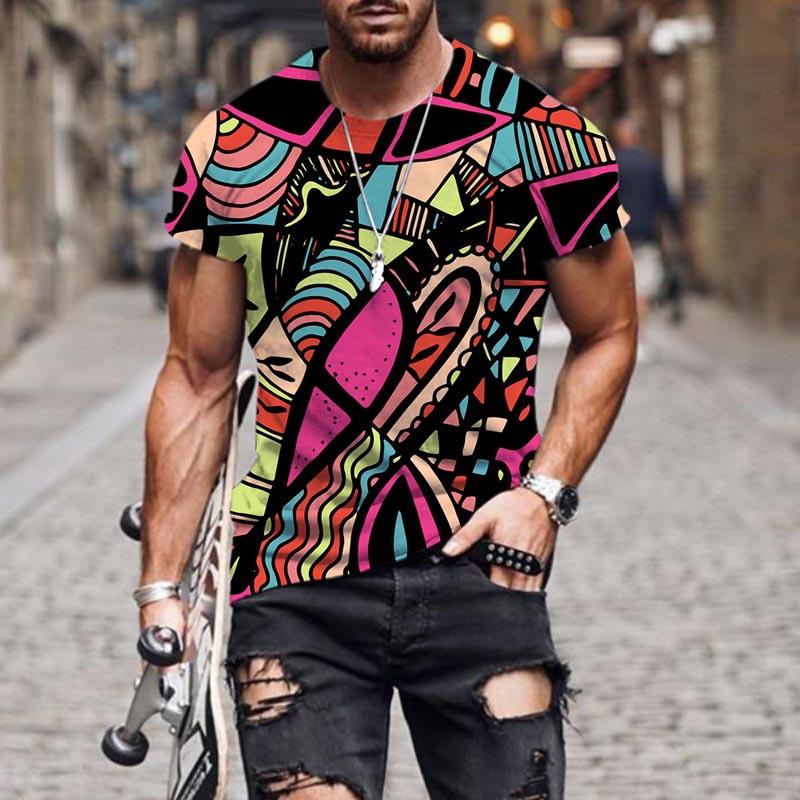 Summer Outdoor 3D Printing Men's Round Neck T-shirt Fashionable Military Style Versatile Soft andBreathablePolyesterShortSleeve