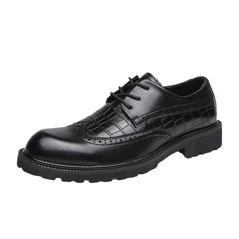 Classic Brand Men's Brogue Shoes Lace Up Massage Soles Men's Oxford Shoes Versatile Leather Business Shoes Free Delivery