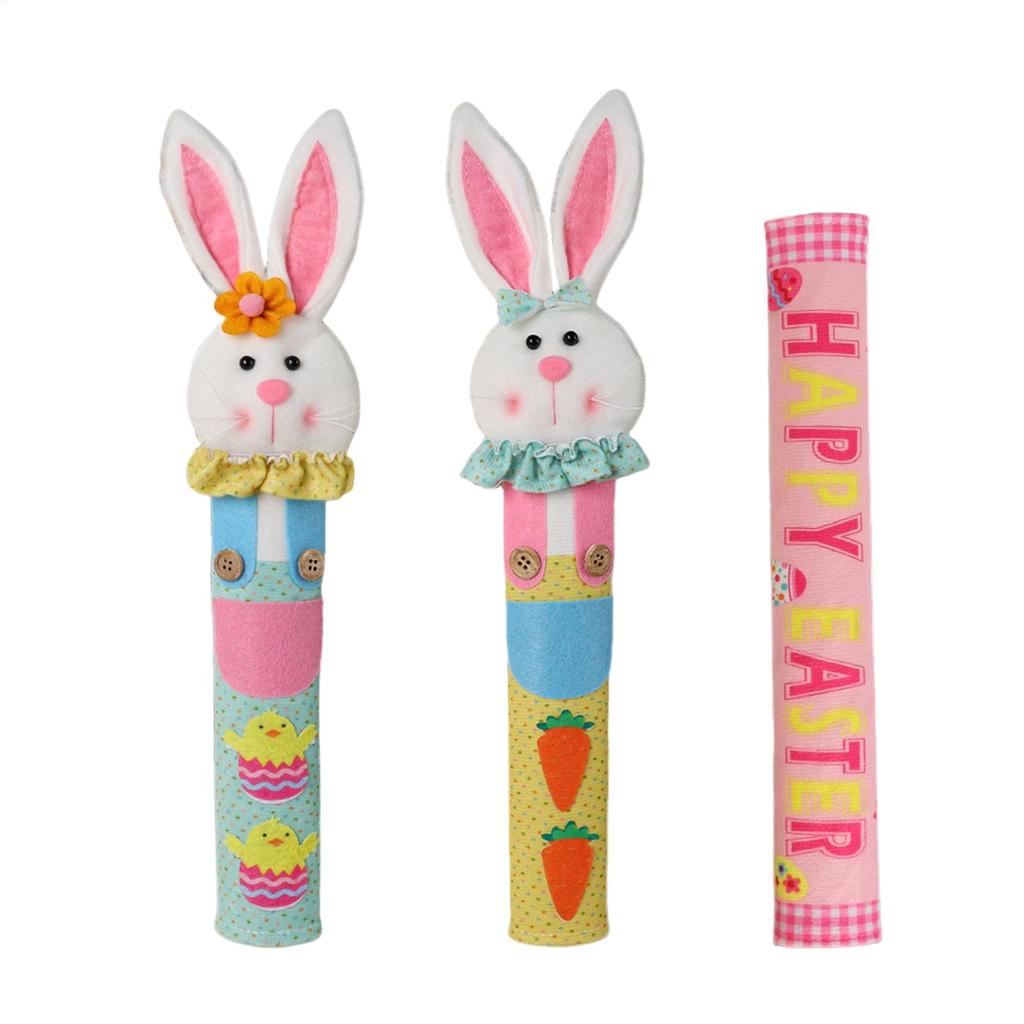 Fridge Handle Covers 3Pcs  Easter Bunny Refrigerator Handle Protectors Non-slip Thicken Door Knob Rotective Dust Covers