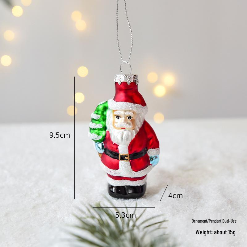 NUCHI Glass Christmas Ornaments: Santa, Snowman, Tree & Colored Balls Decorations