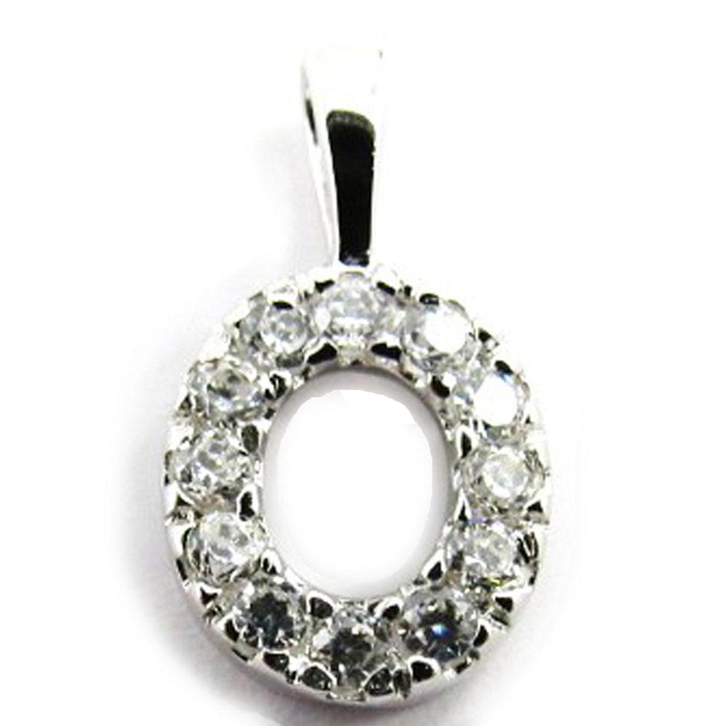 Les Trésors De Lily [J5298] - Gold Plated Pendant 'Letter O' Silvery White (rhodium-plated) - 9x9 Mm