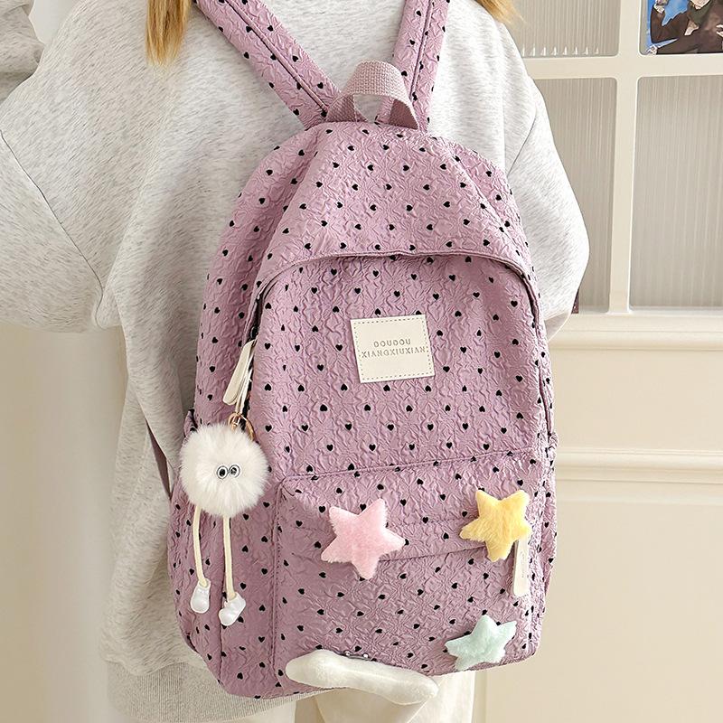 Japanese ins style schoolbag female college student simple polka dot girl backpack large capacity junior high school student girl backpack
