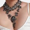 Statement Women's Geometric Choker Necklace, Gun Black Rhinstone Collarbone Chain for Party & Evening