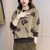 Women's Plush Little Bear Printed Base Layer Top - Warm, Loose, Plus Size, Autumn/Winter Style