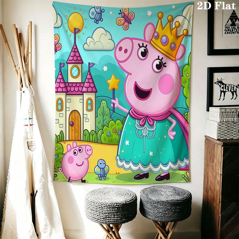 Peppa Pig A Wall Hanging Printed Fabric Blanket Decorative Tapestries for Bedroom Living Room Home Decor