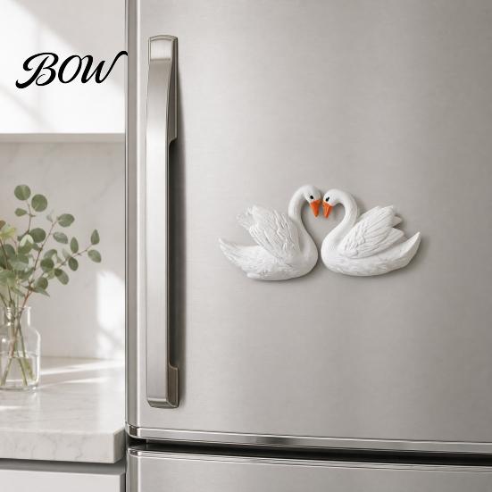 Magnetic Whiteboard Decorations Couple Swan Shape Refrigerator Magnet, 3D Resin Fridge Magnet Decorative for Locker Door Kitchen