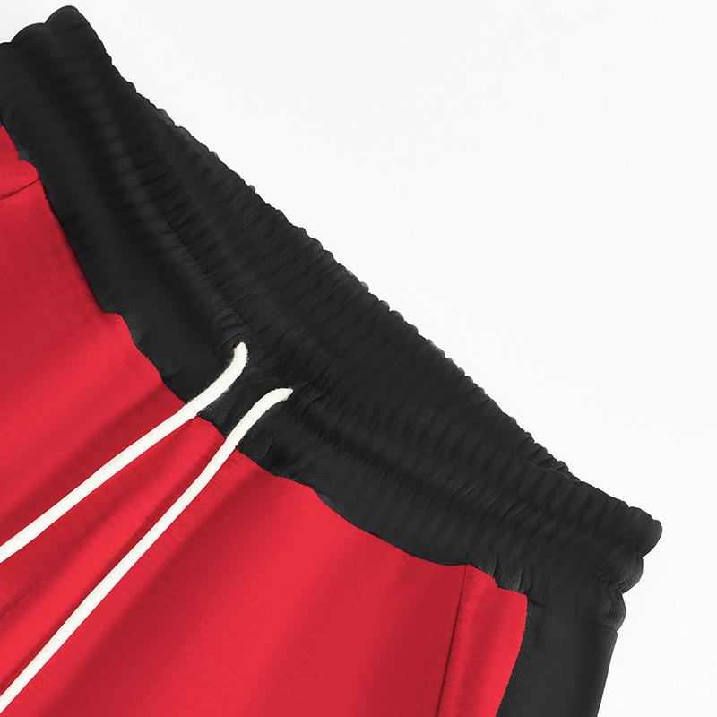 Fashion Trousers Men's Trousers Autumn and Winter Splicing Colour Collision Loose Straight Drawstring Casual Trousers Men