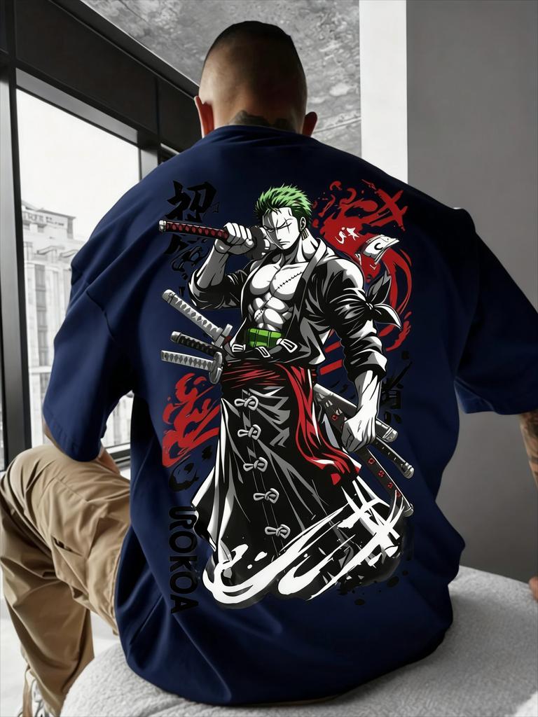 2026 ONE PICE Anime Roronoa Zoro Printed Cotton T-shirt Men's Clothing and Women's Summer New Street Hip Hop Casual Top T Shirt