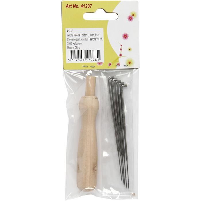 Practical Wooden Felting Needle Holder - Including 1 Medium Needle. Ref 41237